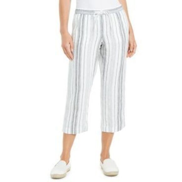Charter Club Women S Striped Capri Pants White Size Large - Picture 1 of 1